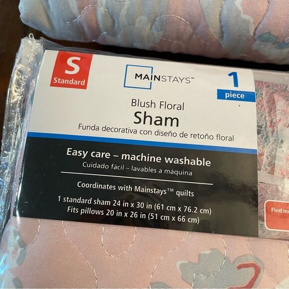 Pink Blush Grey Floral Queen Size Bed Quilt and Shams NEW Bedding - Picture 6 of 11